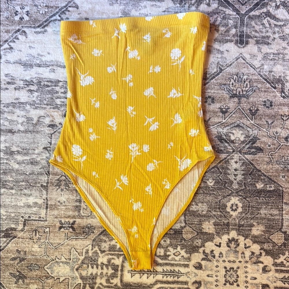 Forever 21 Yellow Floral Bodysuit